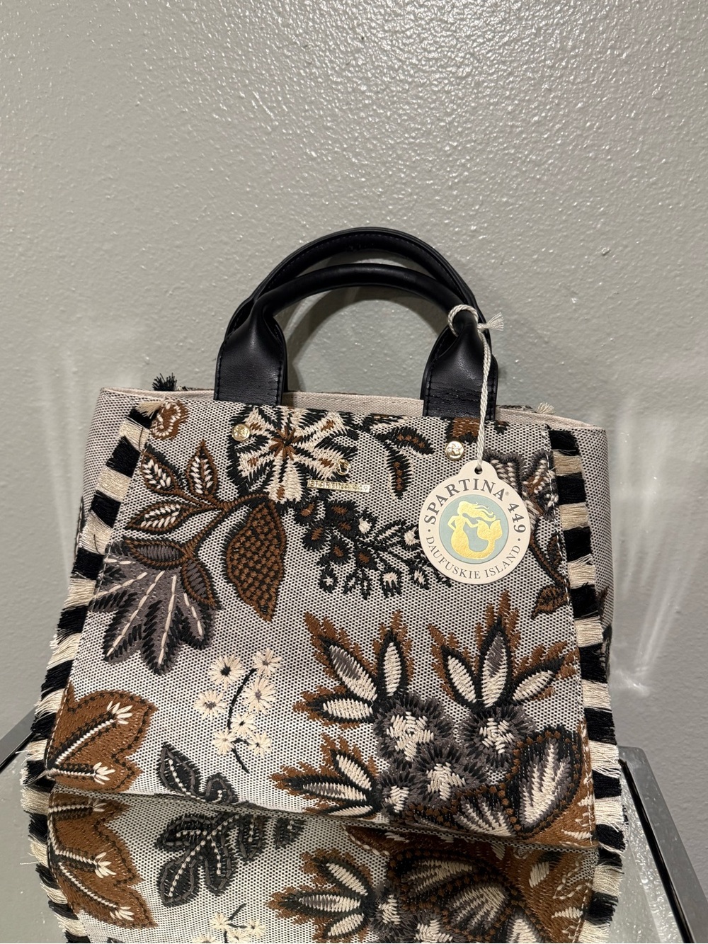 NWT Spartina 449 West Bluff Floral Layla Fringe Satchel Crossbody Bag